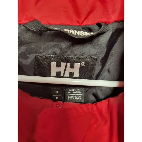 Helly Hansen Men's SZ M Coat Jacket Hooded Packable Outdoor Zip Pockets Red